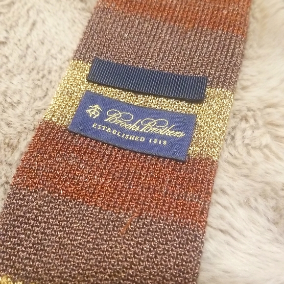 Brooks Brothers Other - Brooks Brothers Tonal Brown Stripe Silk-Linen Knit Tie